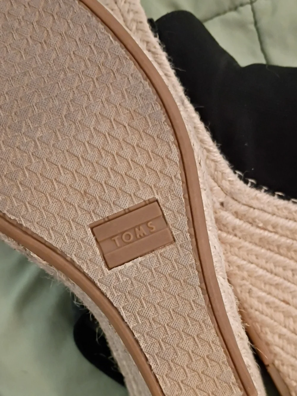Toms Black Espadrille Wedge Slingback Sandals